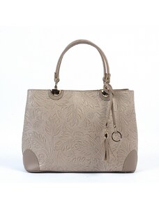 Luksuzna Talijanska torba od prave kože VERA ITALY "Shaltia", boja taupe, 24x30cm