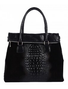 Luksuzna Talijanska torba od prave kože VERA ITALY "Margala", boja crna, 26x35cm