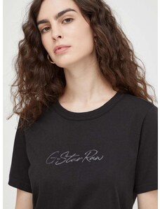 Pamučna majica G-Star Raw za žene, boja: crna