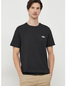 Pamučna majica Michael Kors za muškarce, boja: crna, s aplikacijom