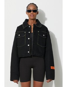 Traper jakna Heron Preston Rebuilt Denim Jacket za žene, boja: crna, za prijelazno razdoblje, oversize, HWYE013F23DEN0011000