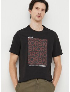Pamučna majica Michael Kors za muškarce, boja: crna, s tiskom