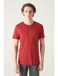 Avva Men's Claret Red Ultrasoft Crew Neck Cotton Slim Fit Slim Fit T-shirt