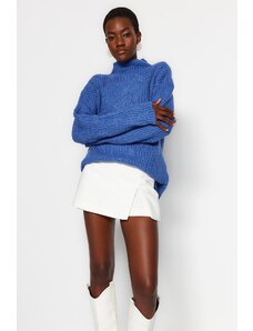 Trendyol plava mekana teksturirana pletenina džemper