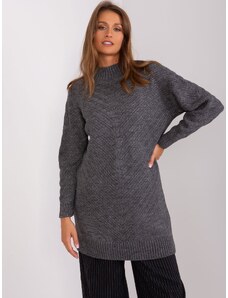 Fashionhunters Dark gray long oversize turtleneck sweater