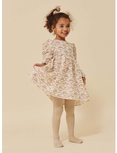 Dječja pamučna haljina Konges Sløjd boja: bež, mini, širi se prema dolje
