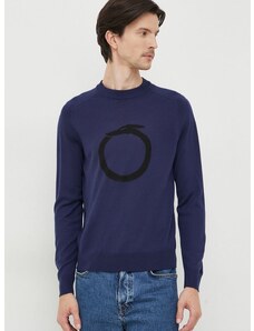 Vuneni pulover Trussardi za muškarce, boja: tamno plava, lagani