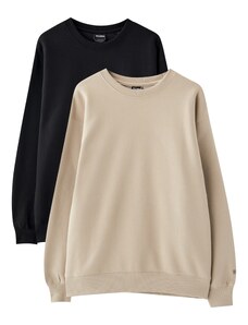 Pull&Bear Sweater majica nude / crna