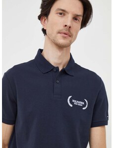 Pamučna polo majica Tommy Hilfiger boja: tamno plava, s aplikacijom
