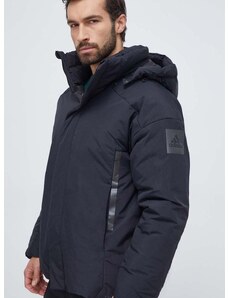 Pernata jakna adidas za muškarce, boja: crna, za zimu, oversize