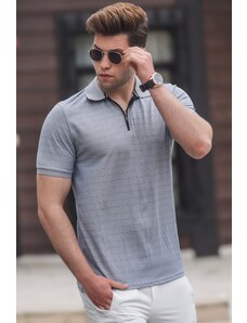 Madmext Gray Polo Neck Men's Knitwear T-Shirt 5117