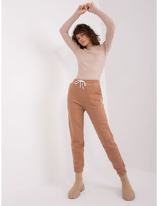 Fashionhunters Light brown cotton sweatpants SUBLEVEL