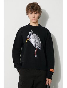 Vuneni pulover Heron Preston Bird Knit Crewneck za muškarce, boja: crna, HMHE013F23KNI0031009