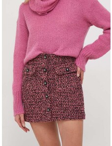 Suknja s primjesom vune United Colors of Benetton boja: ružičasta, mini, ravna