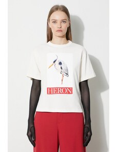 Pamučna majica Heron Preston Bird Painted Ss Tee za žene, boja: bež, HWAA032F23JER0040425