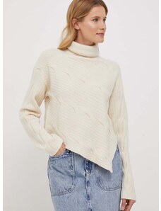 Pulover s dodatkom vune Calvin Klein za žene, boja: bež, s dolčevitom