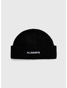 Kapa s dodatkom vune AllSaints boja: crna, od debelog pletiva