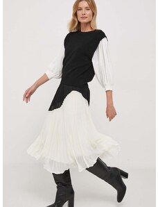Suknja Tommy Hilfiger boja: crna, midi, širi se prema dolje
