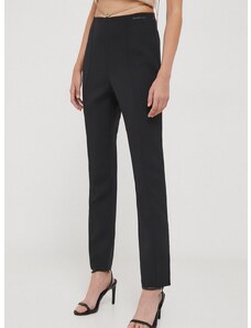 Hlače Calvin Klein Jeans za žene, boja: crna, uski kroj, visoki struk