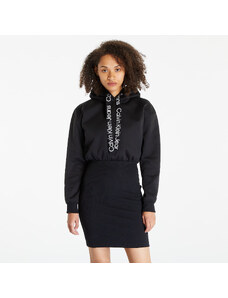 Calvin Klein Jeans Logo Tape Hooded Sweatshirt Dress Black