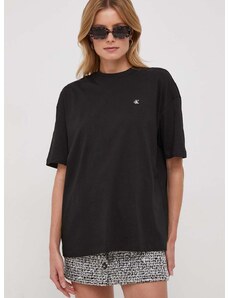 Pamučna majica Calvin Klein Jeans za žene, boja: crna