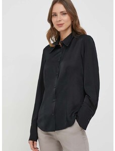 Košulja Sisley za žene, boja: crna, slim, s klasičnim ovratnikom