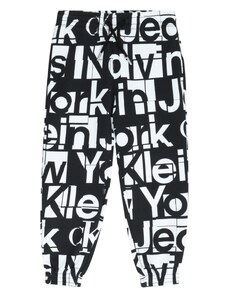 Calvin Klein Jeans Hlače 'GRID' crna / bijela