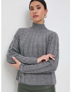 Vuneni pulover Marella za žene, boja: siva, lagani, s poludolčevitom