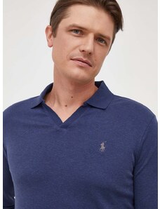 Pamučna majica dugih rukava Polo Ralph Lauren boja: tamno plava, melanž