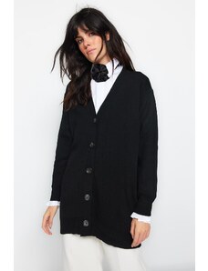 Trendyol crna tkanina na rukavima Pleat Detail Knitwear Cardigan