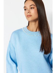 Trendyol Ledeno plavi biser Detaljni džemper od pletenine
