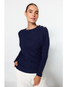 Trendyol Navy Blue Button Detaljni džemper od pletenine