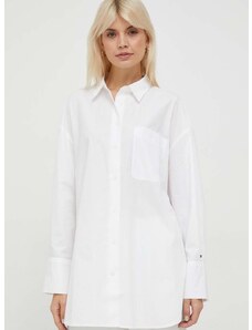 Pamučna košulja Tommy Hilfiger za žene, boja: bijela, relaxed, s klasičnim ovratnikom