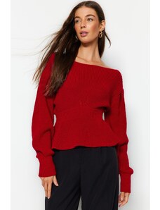 Trendyol crveni balon rukav pletenina džemper