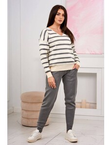Kesi Sweater set Striped sweatshirt + Trousers grey