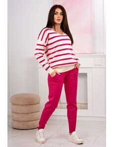 Kesi Sweater set Striped sweatshirt + Fuchsia trousers