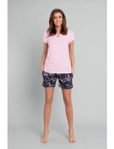 Italian Fashion Women's pajamas Celestina, short sleeves, short legs - pink/print