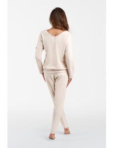 Italian Fashion Women's tracksuit Karina with long sleeves, long pants - beige