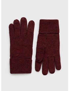 Pamučne rukavice Superdry za muškarce, boja: bordo