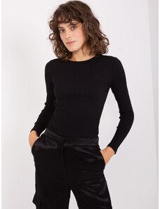 Fashionhunters Black basic blouse with long sleeves with stripes