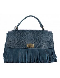 Luksuzna Talijanska torba od prave kože VERA ITALY "Didea", boja tirkiz, 23x35cm