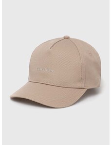 Pamučna kapa sa šiltom Calvin Klein boja: bež, bez uzorka