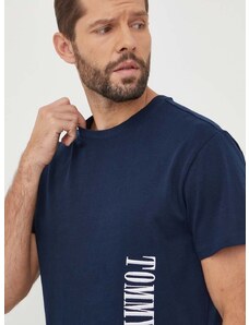 Pamučna majica Tommy Jeans za muškarce, boja: tamno plava, s aplikacijom