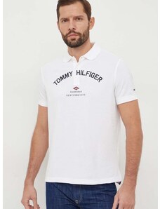Pamučna polo majica Tommy Hilfiger boja: bijela, s tiskom