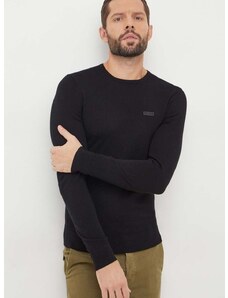 Vuneni pulover Calvin Klein za muškarce, boja: crna, lagani