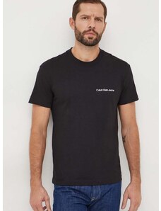 Pamučna majica Calvin Klein Jeans za muškarce, boja: crna, s tiskom