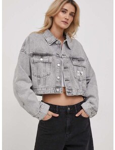 Traper jakna Calvin Klein Jeans za žene, boja: siva, za prijelazno razdoblje, oversize