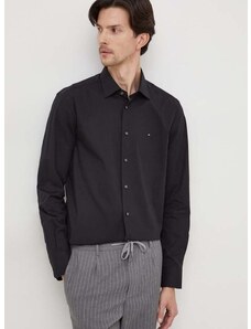 Košulja Tommy Hilfiger za muškarce, boja: crna, regular, s klasičnim ovratnikom