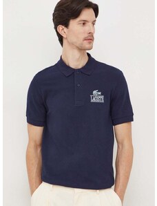 Polo majica Lacoste za muškarce, boja: tamno plava, s tiskom