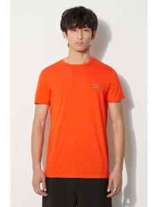 Pamučna majica Lacoste boja: narančasta, bez uzorka
